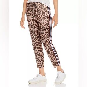 MOTHER Leopard Print Ankle Track Pants with Side Stripes - Brown, Black